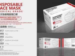 Medical Face Mask 3-ply disposable non woven surgical mask.